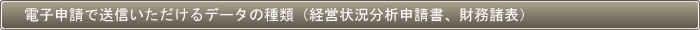 電子申請で送信いただけるデータの種類（経営状況分析申請書、財務諸表）